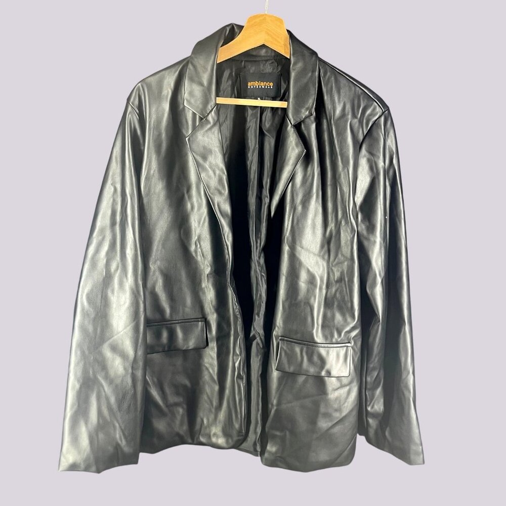 Ambiance Outerwear Black Faux Leather Jacket XL Made In China